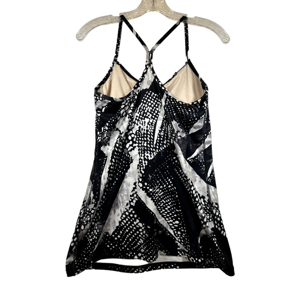 Lululemon Size 8 Black White Power Y Tank Yoga Top Women Light Support Stretch - Picture 2 of 7